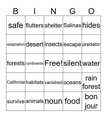 sea otter sanctuary  august 23, 2019 Bingo Card