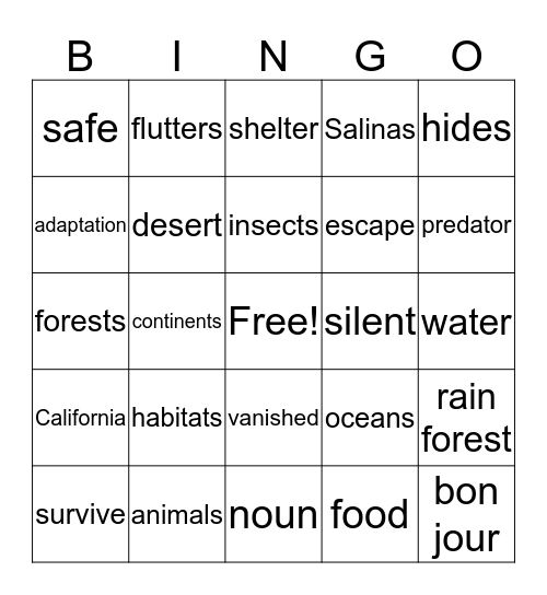sea otter sanctuary  august 23, 2019 Bingo Card