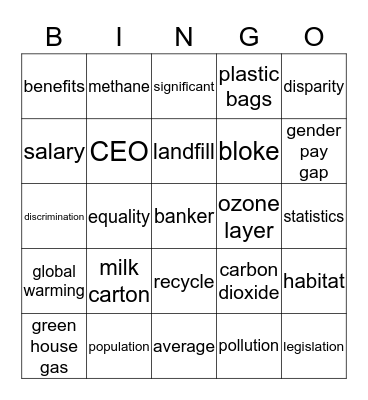 Vocabulary Bingo Card