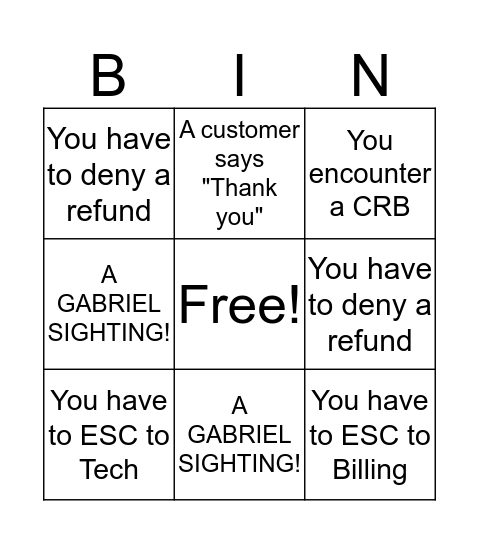 COTC Support Bingo! Bingo Card
