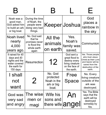 Bible bingo  Bingo Card