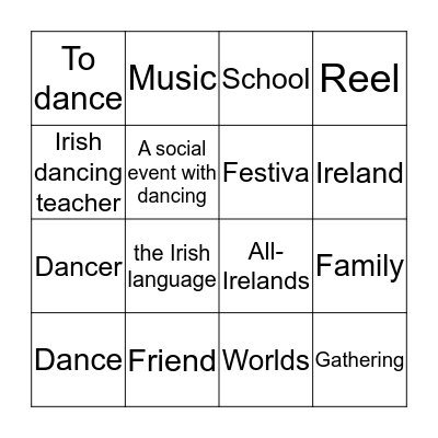 Bingo as Gaeilge Bingo Card
