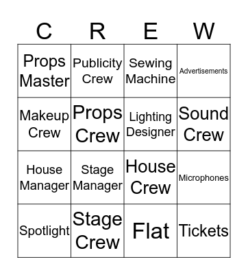 Stagecraft Production Crews Bingo Card
