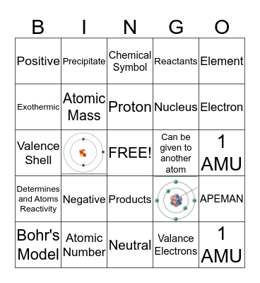 Science Bingo 8.5C - E Bingo Card