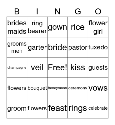 WEDDING BINGO Card