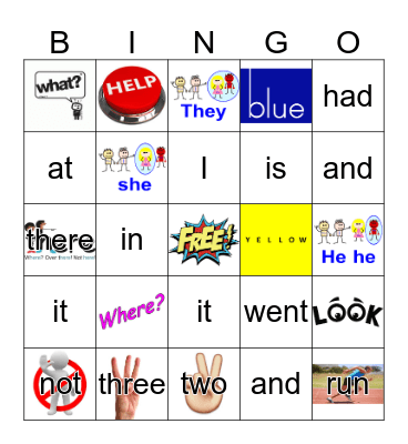 Sight Words Bingo Card