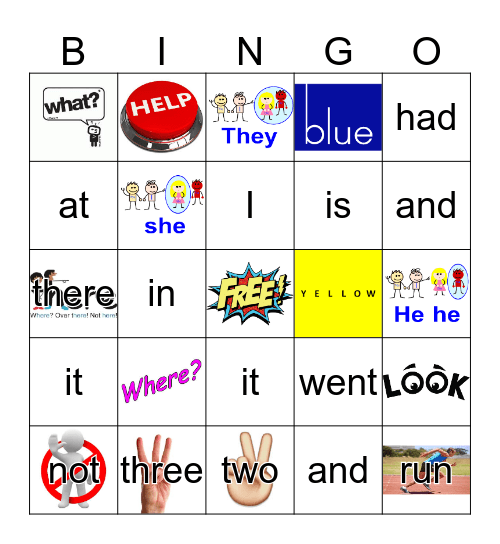 Sight Words Bingo Card