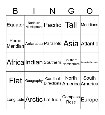 Geography Bingo Card