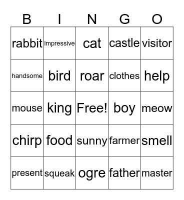 The Cat With Boots Bingo Card