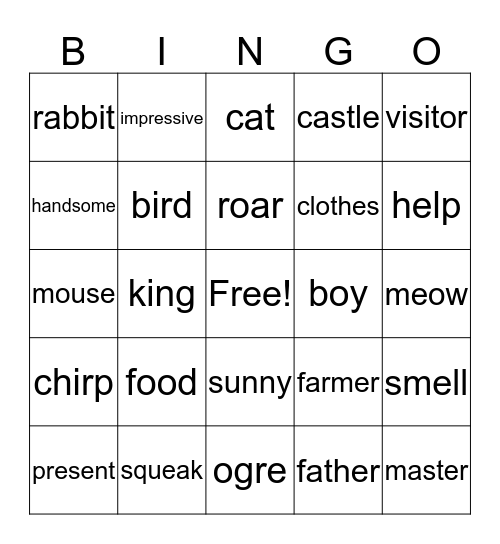 The Cat With Boots Bingo Card