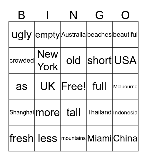 Travel Bingo Card