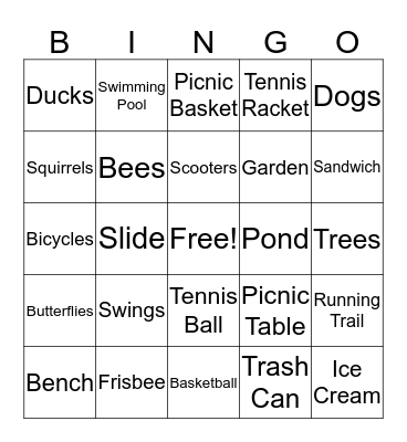 Park Bingo Card
