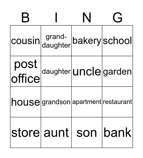 Where is my uncle? Bingo Card