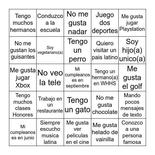 Busqueda Bingo Card