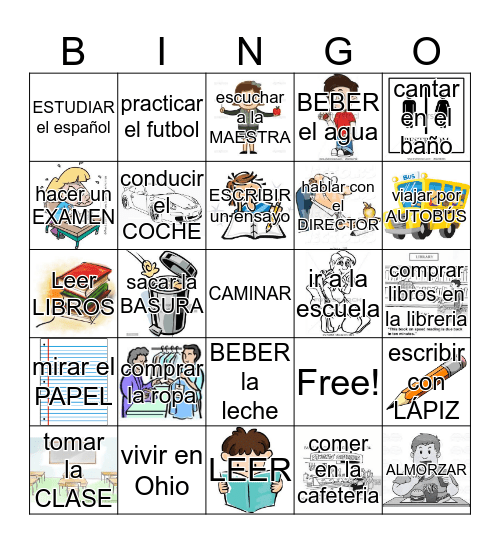 Spanish Bingo Card