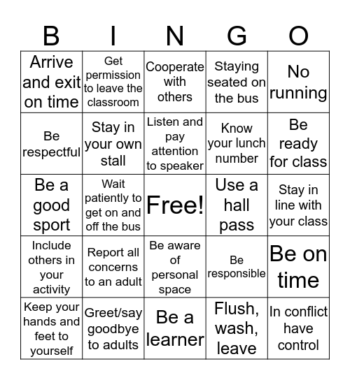 Parkwood Bingo Card