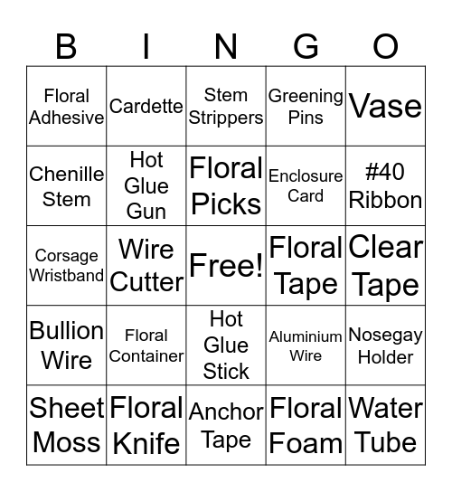 Floral ID Bingo Card