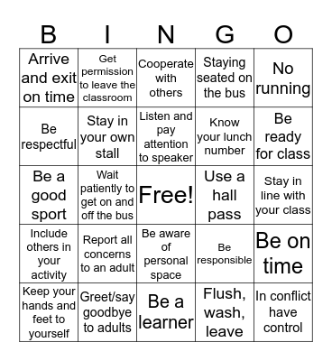 Parkwood Bingo Card