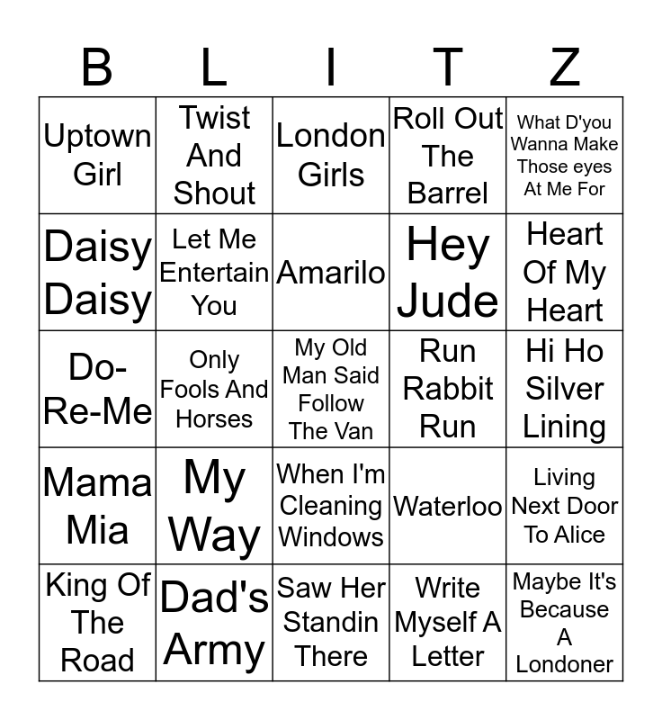 BLITZ BINGO Card