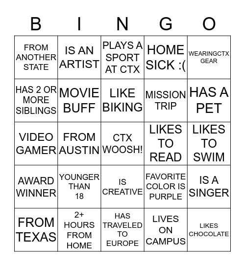 CTX MEET-N-GREET BINGO Card