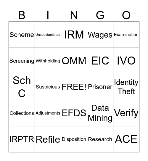 IVO Screening Bingo Card