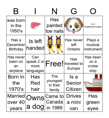 CUFRE FAMILY SQUARES Bingo Card