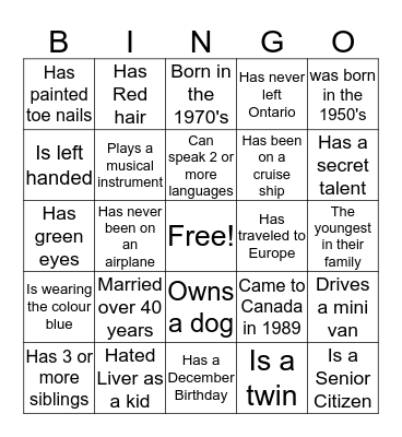 CUFRE FAMILY BINGO Card