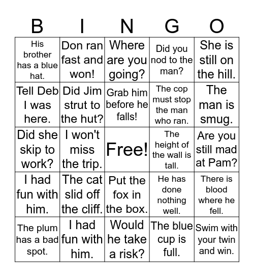 Reading Horizons Bingo Sections 4-6 Bingo Card