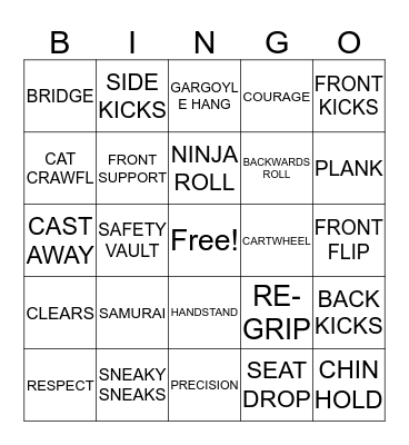 Ninja Bingo Card
