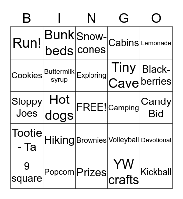 Cullumber Camp out Bingo! Bingo Card