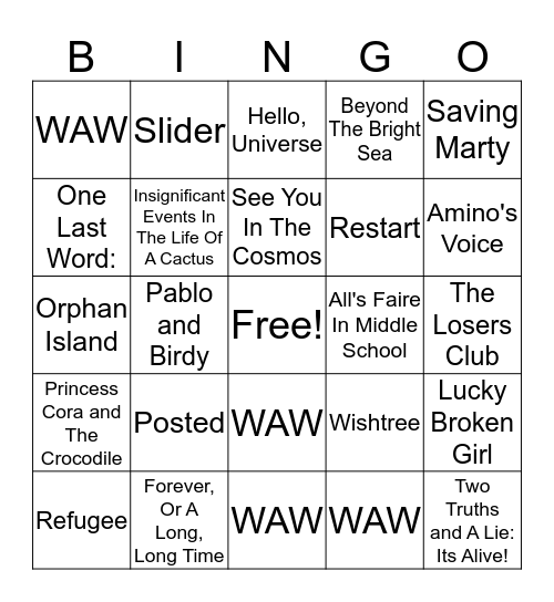 WILLIAM ALLEN WHITE BINGO Card