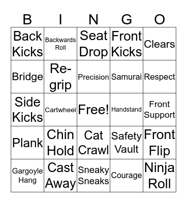 Ninja Bingo Card