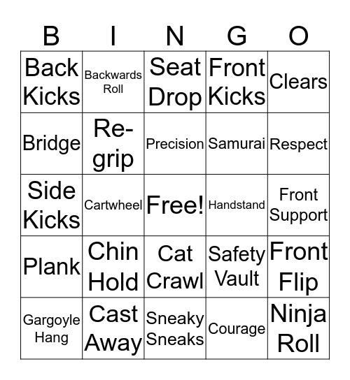 Ninja Bingo Card