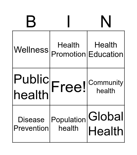 Defining health and wellness Bingo Card
