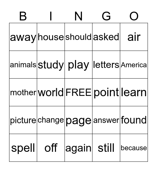 Sight Words (181-200) Bingo Card