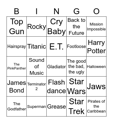 Movies  Bingo Card