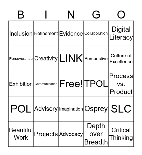 Animas Bingo Lingo Bingo Card