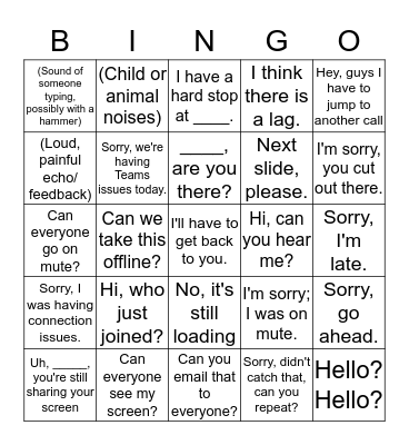 Conference Call BINGO  Bingo Card
