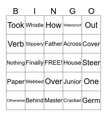Unit 21 Bingo Card