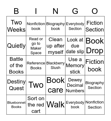 HASLET EAGLE LIBRARY BINGO Card