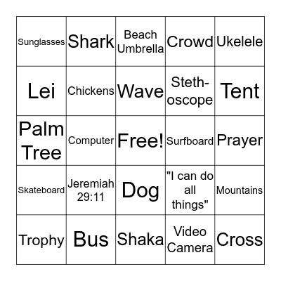 Family Movie Night Bingo Card