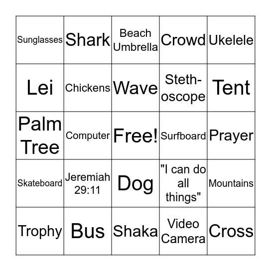 Family Movie Night Bingo Card