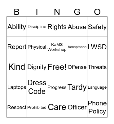 SRR Review Bingo Card