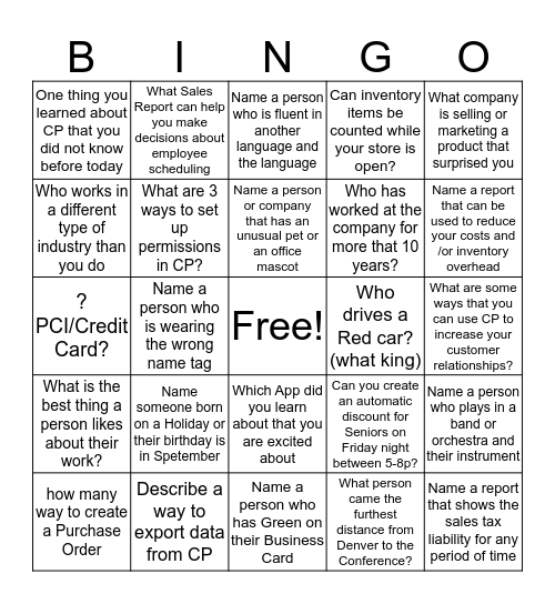 Edutainment Bingo Card