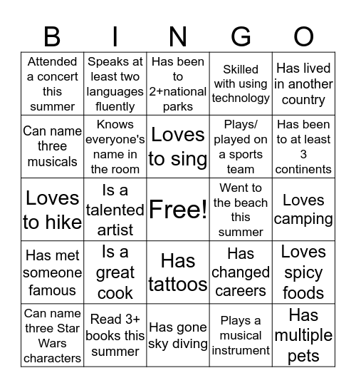 BETA STAFF BINGO Card