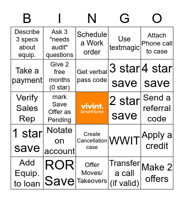 !!!VIVINT BINGO!!! Bingo Card