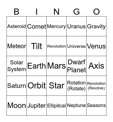 Earth Science Bingo Card