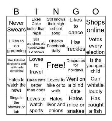 Get to Know You BINGO Card