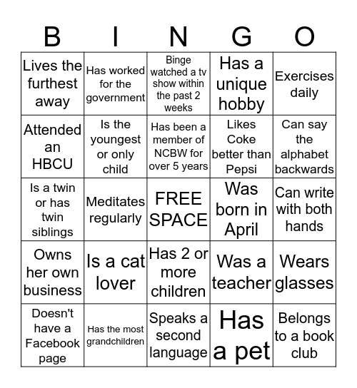 NCBW-SVC People Bingo Card