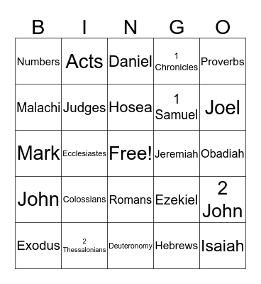 Bible Bingo! Bingo Card